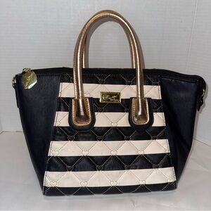 Betsey‎ Johnson Black White Striped Purse Handbag